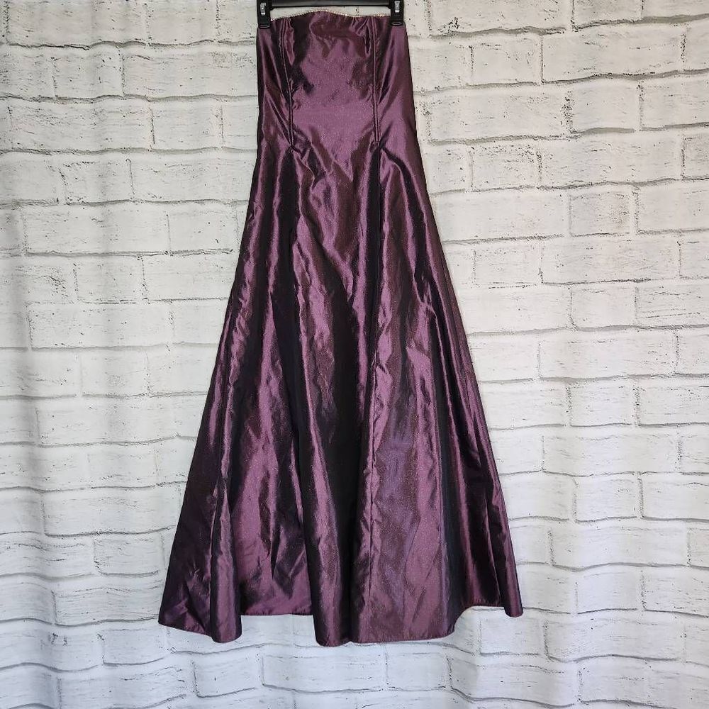 Jessica McClintock For Gunne Sax Strapless Glitter Prom Dress Burgundy Size 5